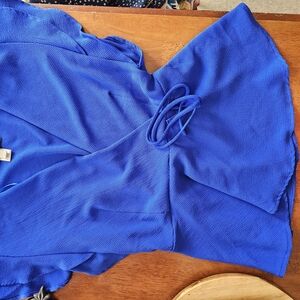 Vibrant Blue Wrap Top
